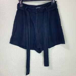 Reformation Black 100% Linen High Waisted Tie Waist Shorts Womens Size 4
